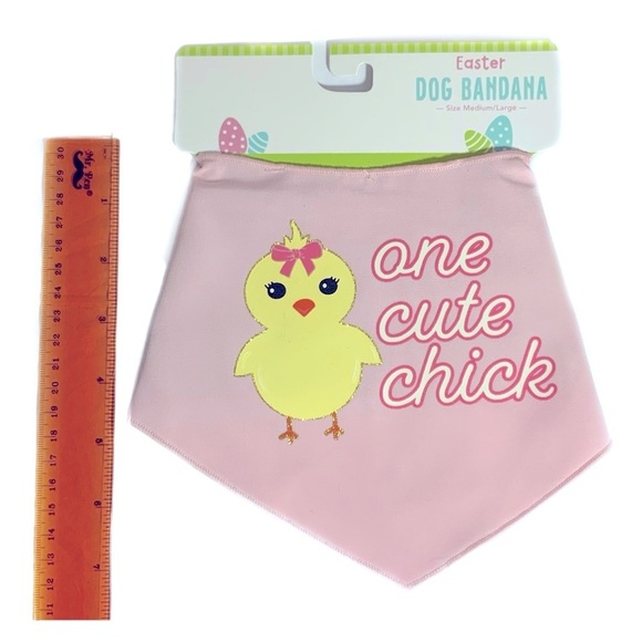 Easter Dog Bandana Yellow Easter Chick Graphic Tie Med/Large Neck Size 15-18 in - Picture 7 of 9